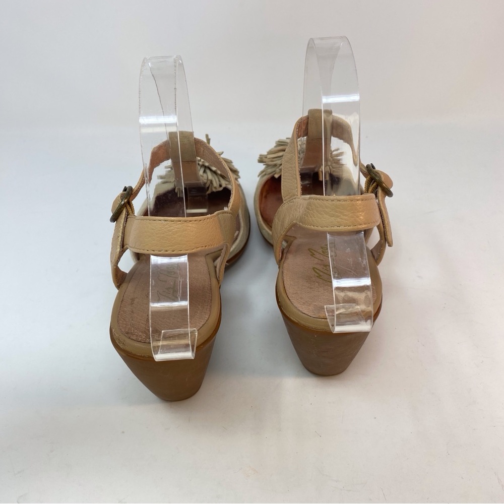 Miz Mooz Beige Leather Monette T Strap Pumps High Heel Shoes Size 8 Womens Pom - Picture 5 of 14